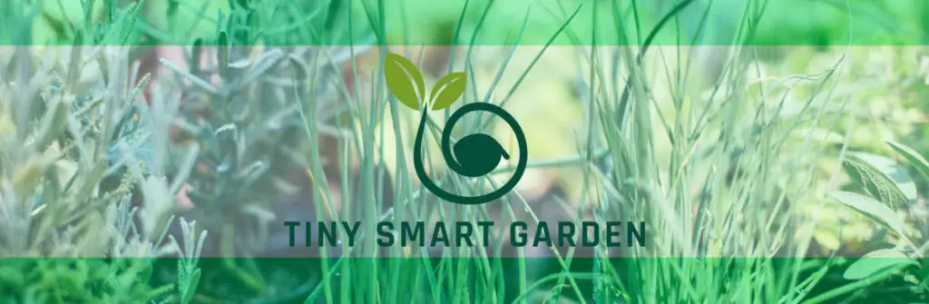 Different plants with the Tiny Smart Garden logo over it